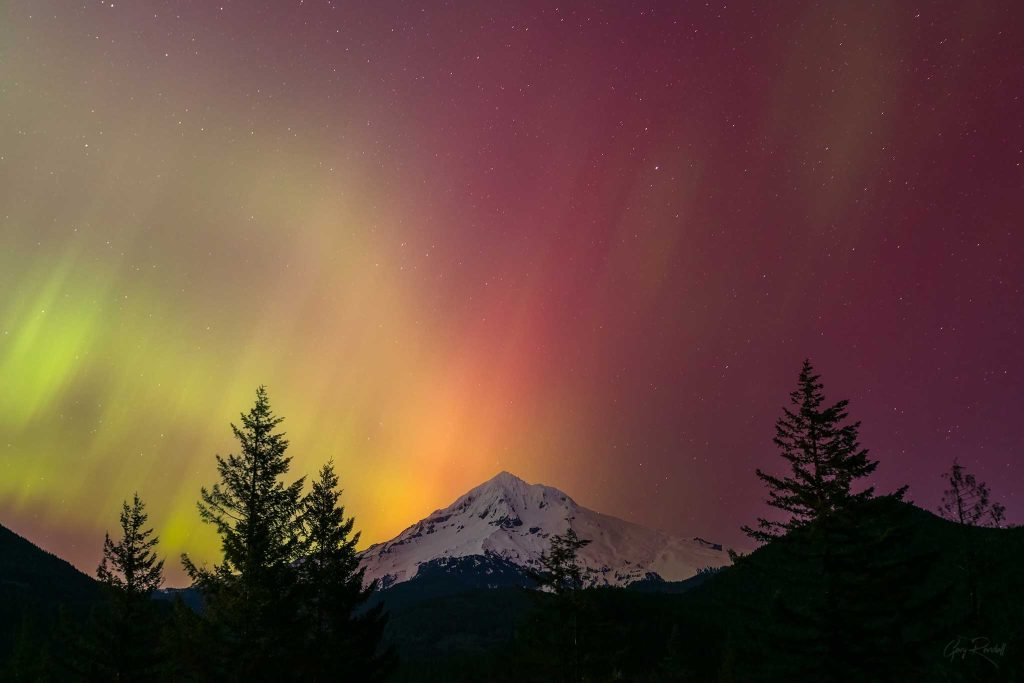 Northern Lights Over Mount Hood, Oregon