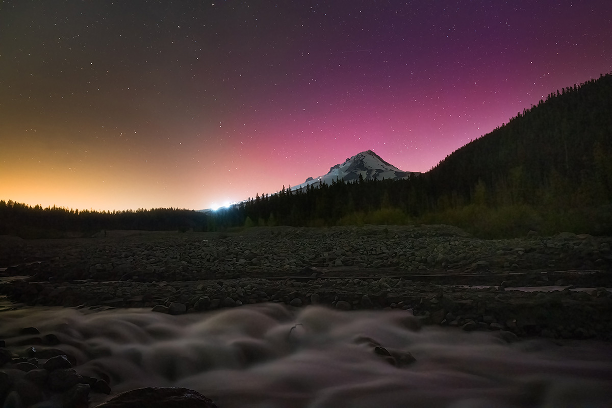 Aurora at Mount Hood Oregon