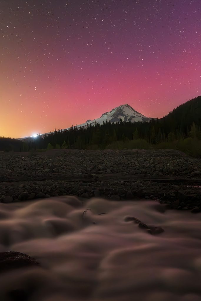 Aurora at Mount Hood Oregon